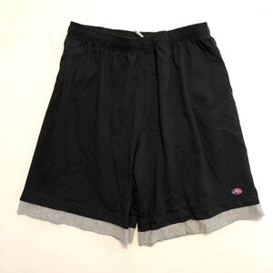 Hanes Black Knit Shorts Men's Size XL with Side Pockets Elastic Waist Gray Trim.